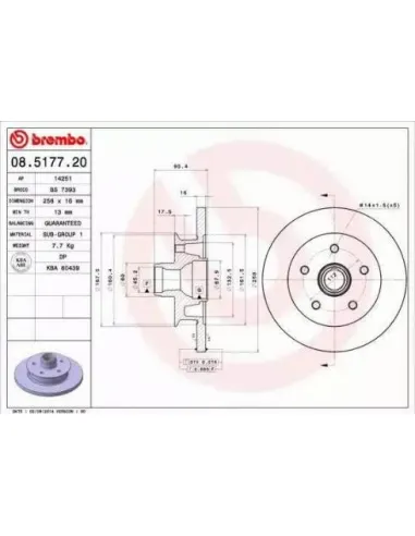 08.5177.20 Disco de freno Brembo