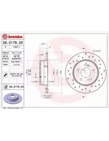 0851783X Disco de freno Brembo