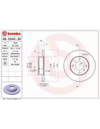 08.5243.30 Disco de freno Brembo