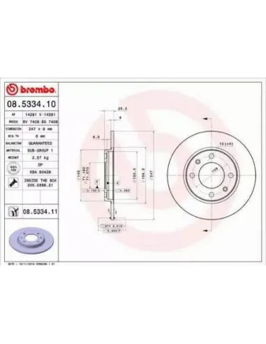 08.5334.10 Disco de freno Brembo