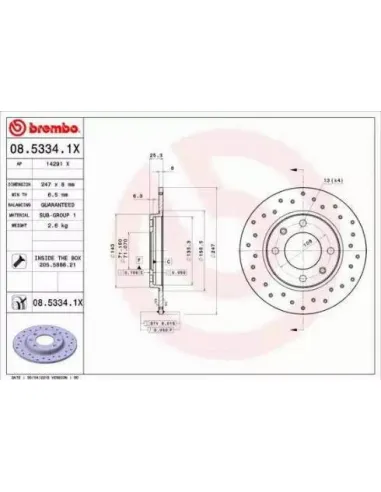 0853341X Disco de freno Brembo