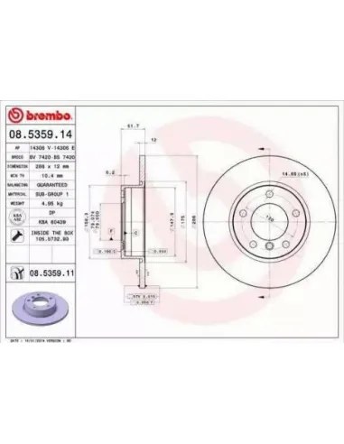 08.5359.11 Disco de freno Brembo