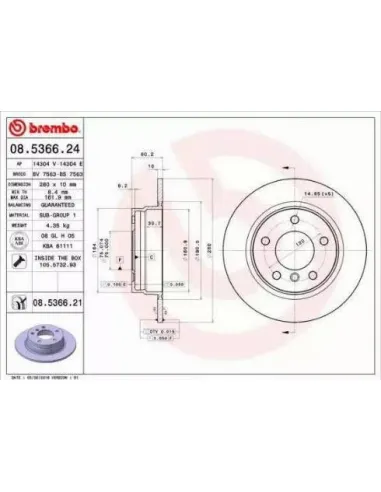 08.5366.21 Disco de freno Brembo