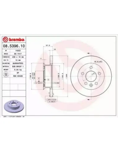 08.5396.10 Disco de freno Brembo