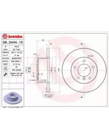 08.5444.10 Disco de freno Brembo