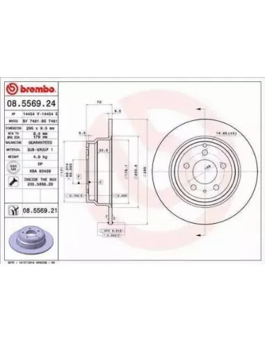 08.5569.21 Disco de freno Brembo