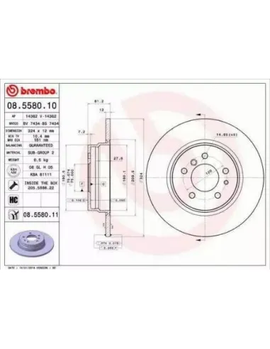 08.5580.10 Disco de freno Brembo