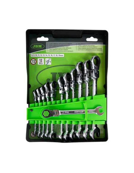 51318 Set De 12 Llaves Combinadas Articuladas Con Trinquete JBM