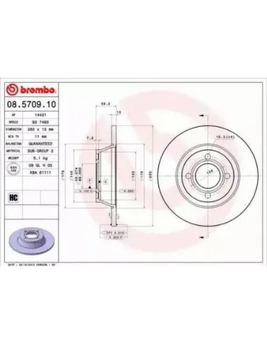 08.5709.10 Disco de freno Brembo