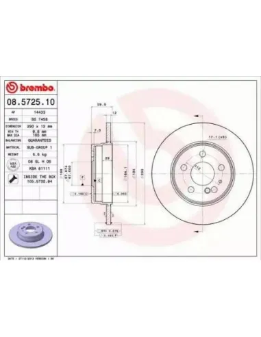 08.5725.10 Disco de freno Brembo