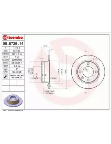 08.5729.14 Disco de freno Brembo