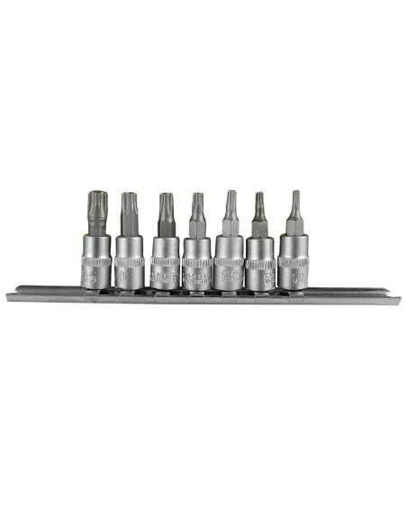 JUEGO DE 7 PUNTAS TS DE 5 DIENTES INVIOLABLE CON VASO DE 1/4"