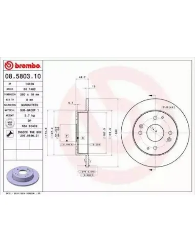 08.5803.10 Disco de freno Brembo