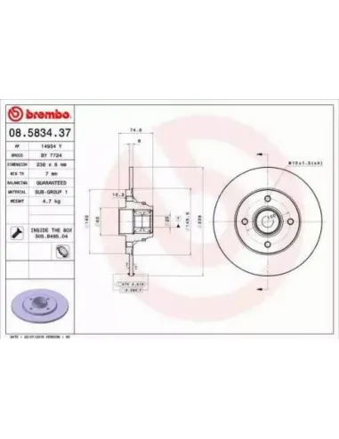 08.5834.37 Disco de freno Brembo