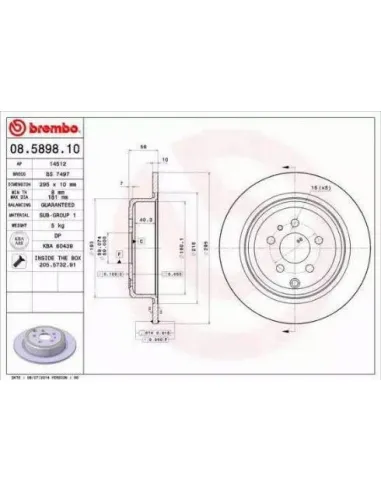 08.5898.10 Disco de freno Brembo