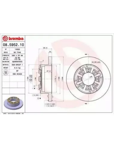 08.5952.10 Disco de freno Brembo