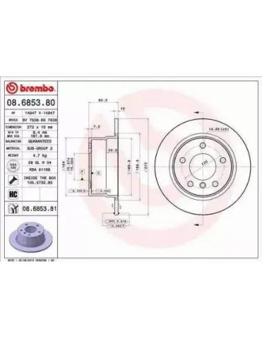 08.6853.80 Disco de freno Brembo