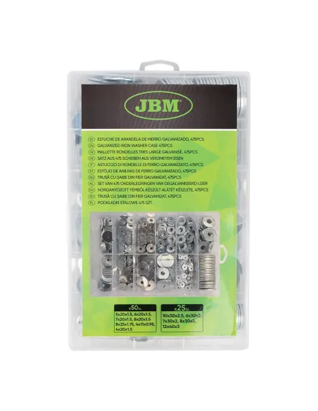 52158 Estuche De Arandela De Hierro Galvanizado, 475Pcs JBM