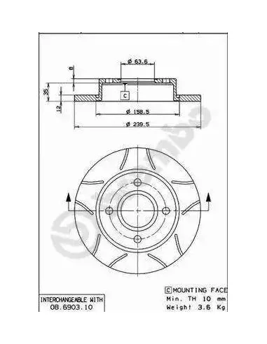 08690375 Disco de freno Brembo