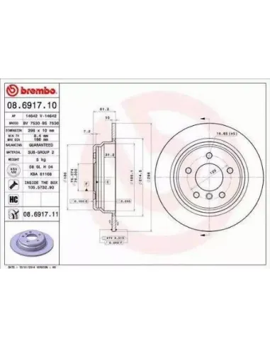 08.6917.10 Disco de freno Brembo