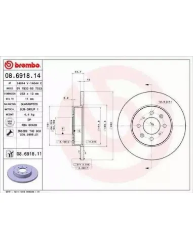 08.6918.11 Disco de freno Brembo