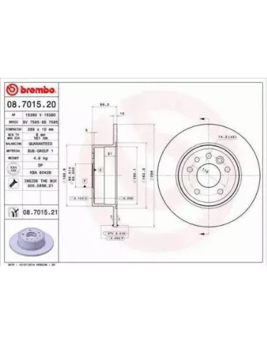 08.7015.20 Disco de freno Brembo