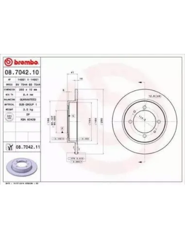 08.7042.10 Disco de freno Brembo