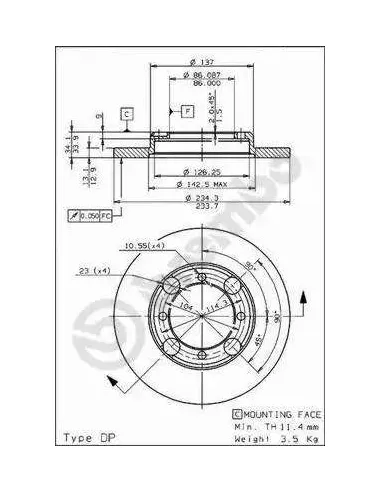 08.7072.10 Disco de freno Brembo