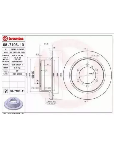 08.7106.10 Disco de freno Brembo