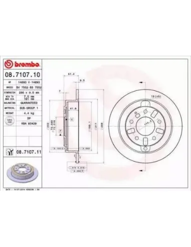 08.7107.10 Disco de freno Brembo