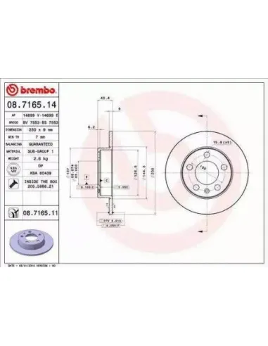 08.7165.11 Disco de freno Brembo