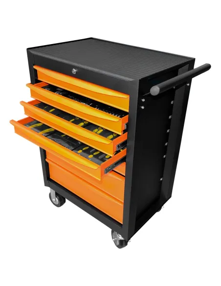 52393 Carro De 7 Cajones naranja Con Herramientas En Surtido JBM