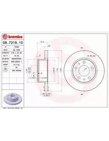 08.7219.10 Disco de freno Brembo