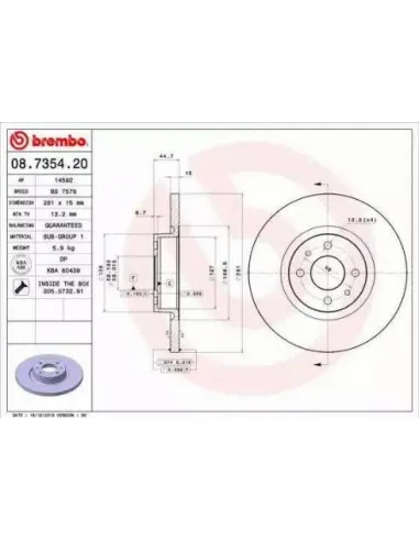 08.7354.20 Disco de freno Brembo