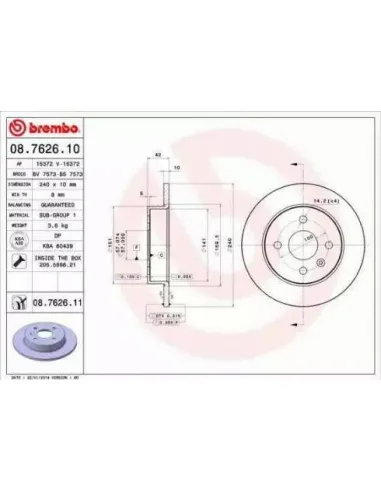 08.7626.10 Disco de freno Brembo