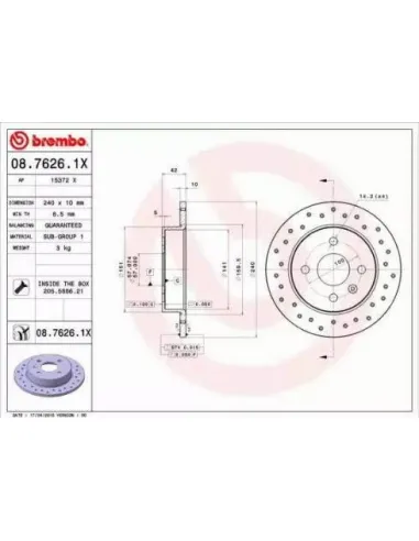 0876261X Disco de freno Brembo