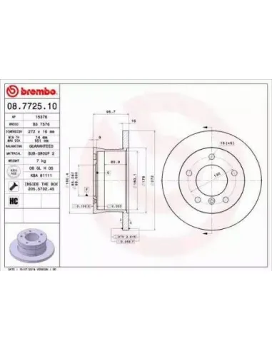 08.7725.10 Disco de freno Brembo