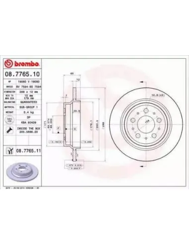 08.7765.10 Disco de freno Brembo