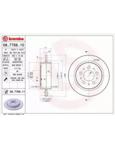 08.7768.10 Disco de freno Brembo