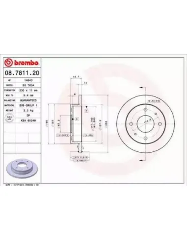 08.7811.20 Disco de freno Brembo