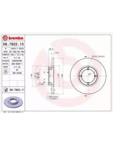 08.7822.10 Disco de freno Brembo