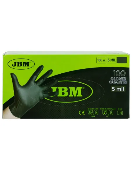 52681 Guantes negros Desechables De nitrilo T:M  5Mil JBM