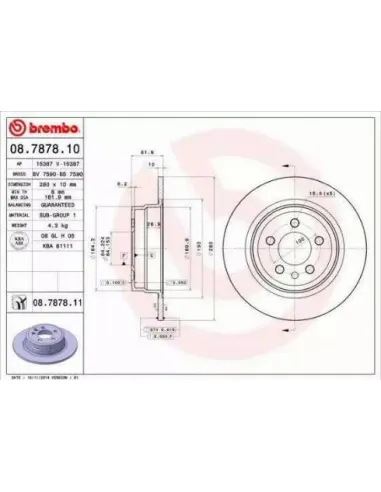 08.7878.10 Disco de freno Brembo