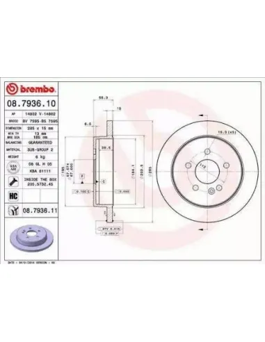 08.7936.10 Disco de freno Brembo