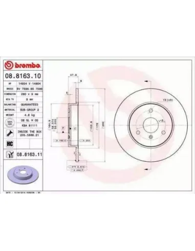 08.8163.10 Disco de freno Brembo