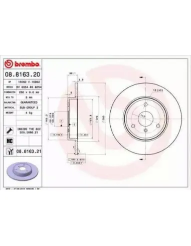 08.8163.20 Disco de freno Brembo