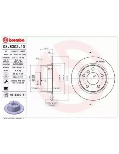 08.8302.10 Disco de freno Brembo