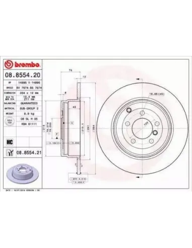 08.8554.20 Disco de freno Brembo