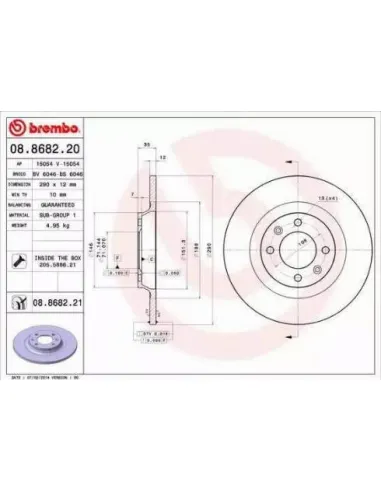 08.8682.20 Disco de freno Brembo