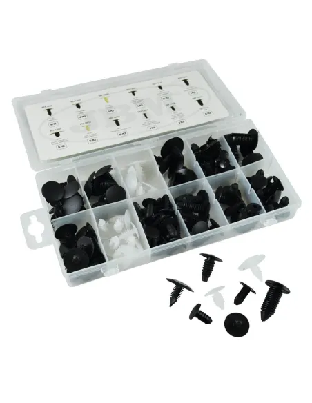 52888 Estuche De Clips Plasticos Universal 128 Pcs JBM